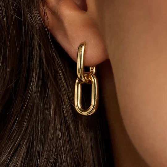 paperclip huggie dangle earrings