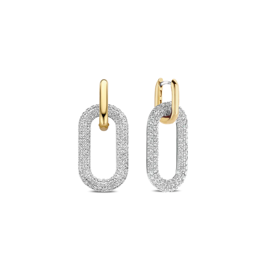Paper Clip Cubic Zirconia Earrings
