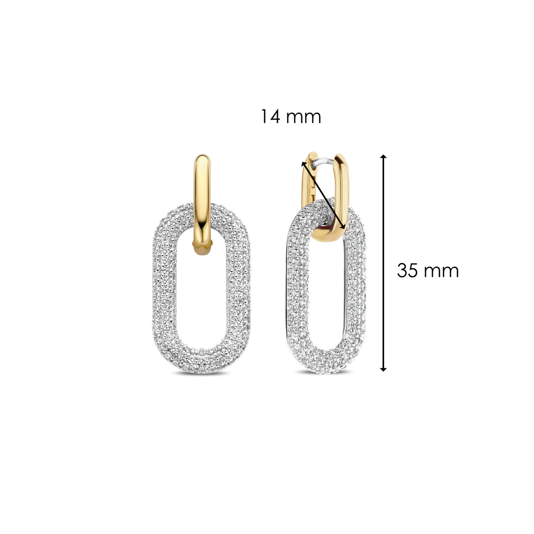 Two Tone Open Oval Pave Hoop