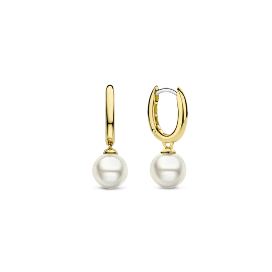 Pearl Drop Hoop Earrings