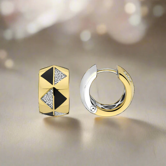 Black Inlay Geometric Earrings