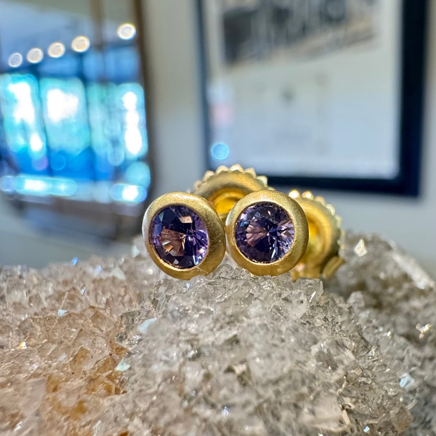 Purple Sapphire Studs