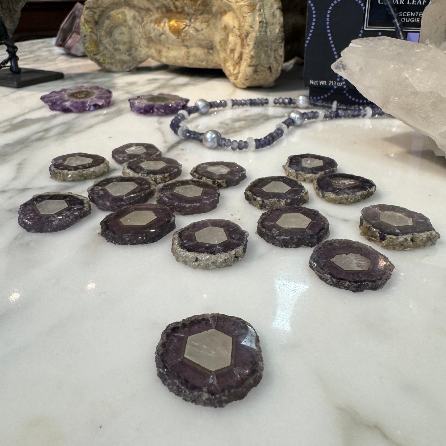 Rectangular Amethyst Calcite Slices