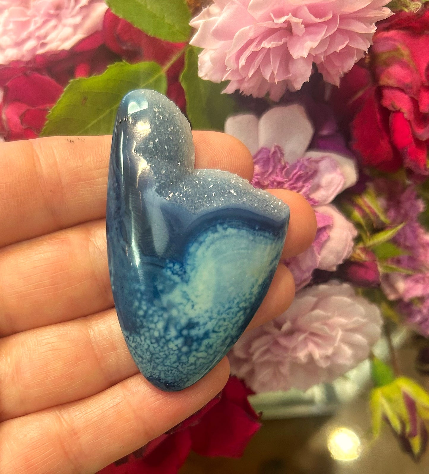 Druzy Atop Blue Agate