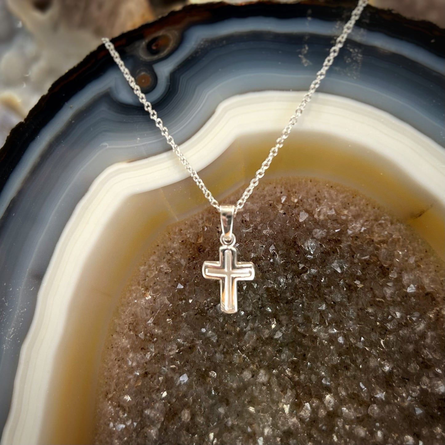 Brushed and High Shine Cross Pendant
