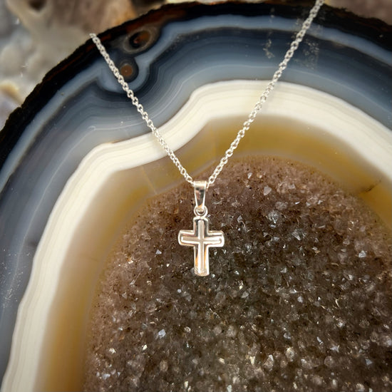 Brushed and High Shine Cross Pendant