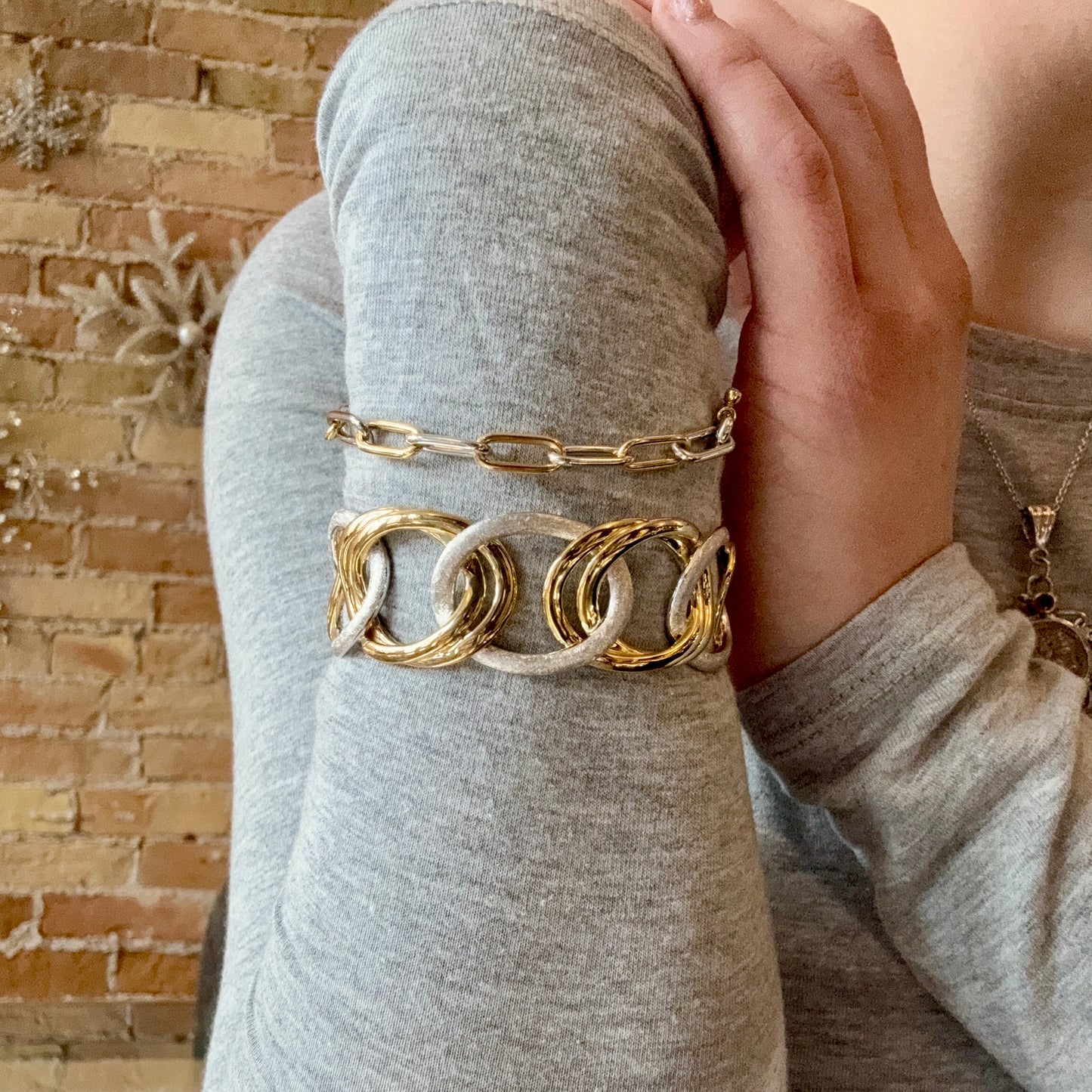 Overlapping Ovals Hinged Bracelet