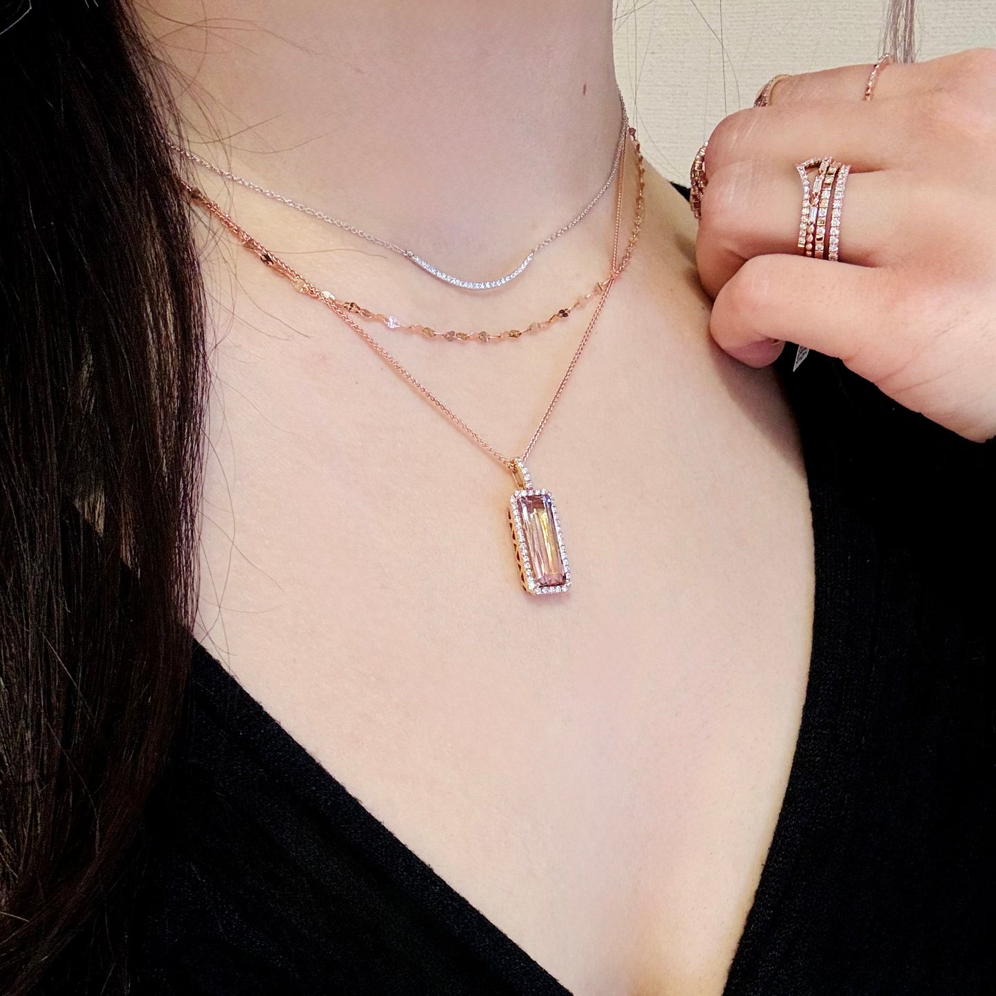Zoma Color Pink Tourmaline and Diamond Pendant
