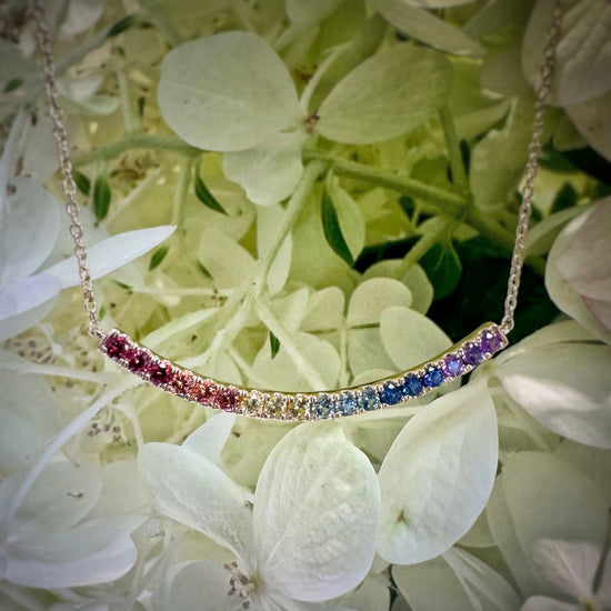Rainbow Sapphire Curved Necklace