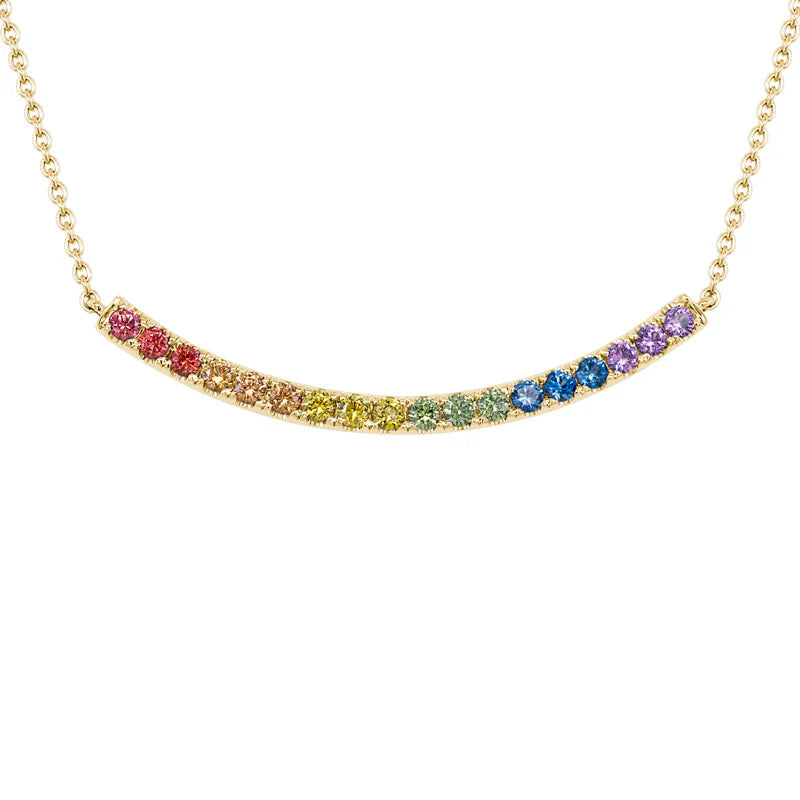 Rainbow Sapphire Curved Necklace