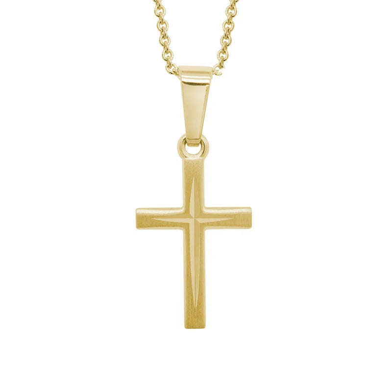 Matte Gold Diamond Cut Cross