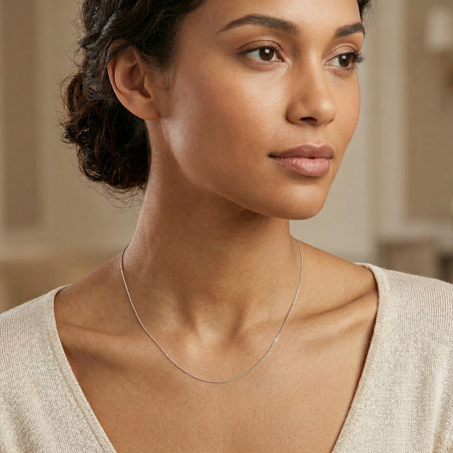 Wheat (Spiga) Chain, Diamond Cut, White