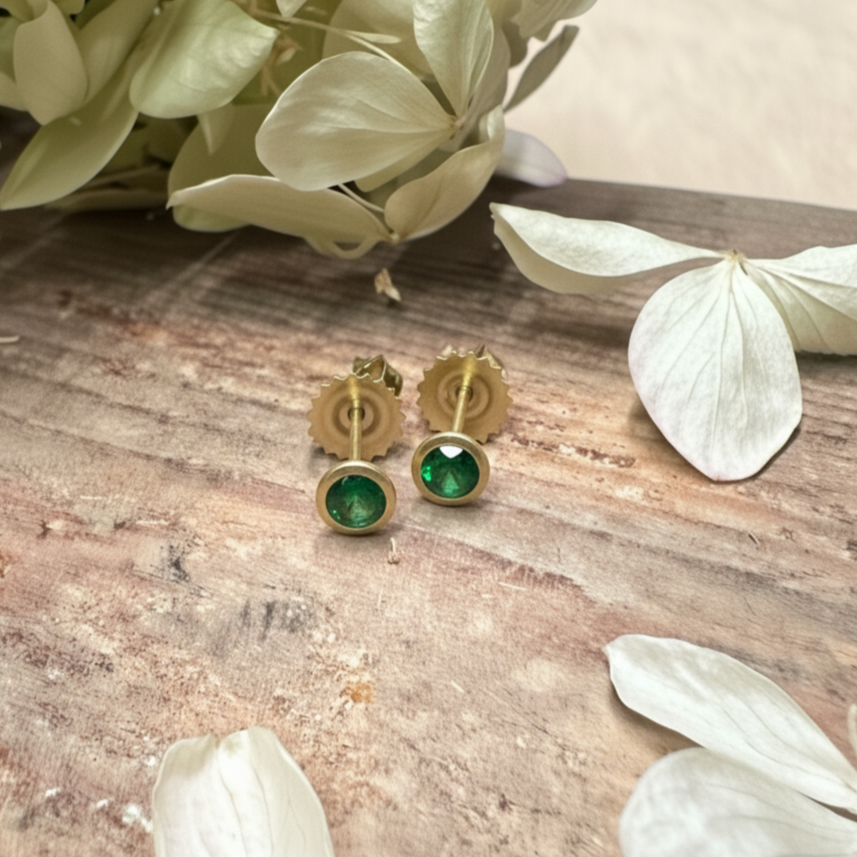 Tsavorite Bezel Earrings