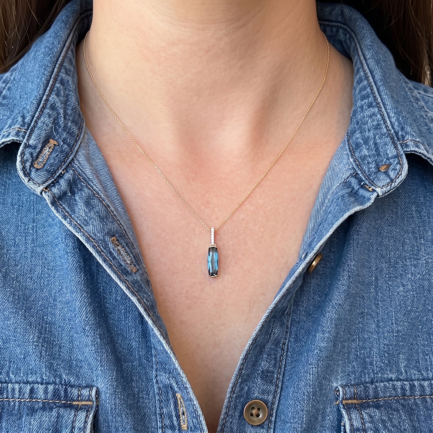 London Blue Topaz Cushion Pendant