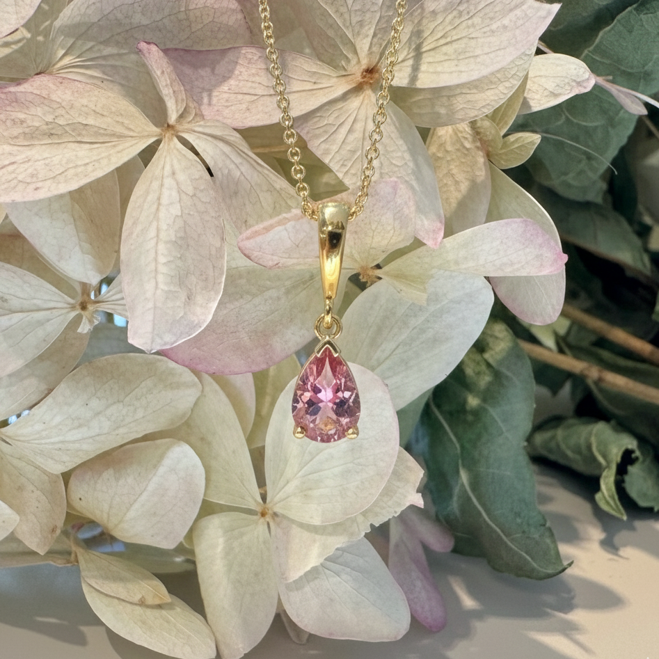 Pink Pear Tourmaline Pendant