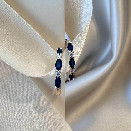 Sapphire & Diamond Hoops