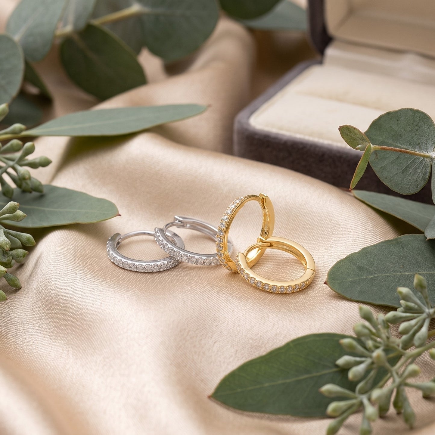 Dainty Diamond Hoops