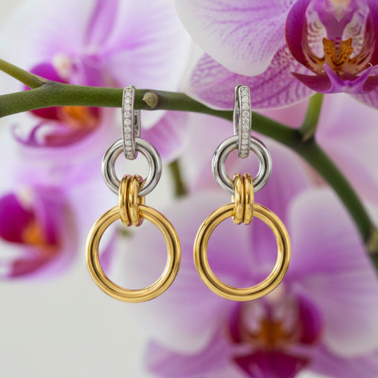 Interlocking Circles Dangle Hoops