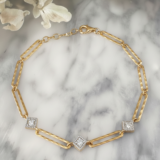 Open Link Hammered Bracelet