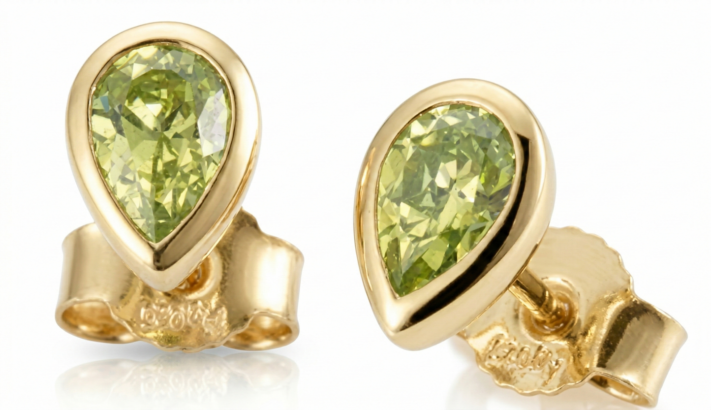 Pear Gemstone Bezel Stud