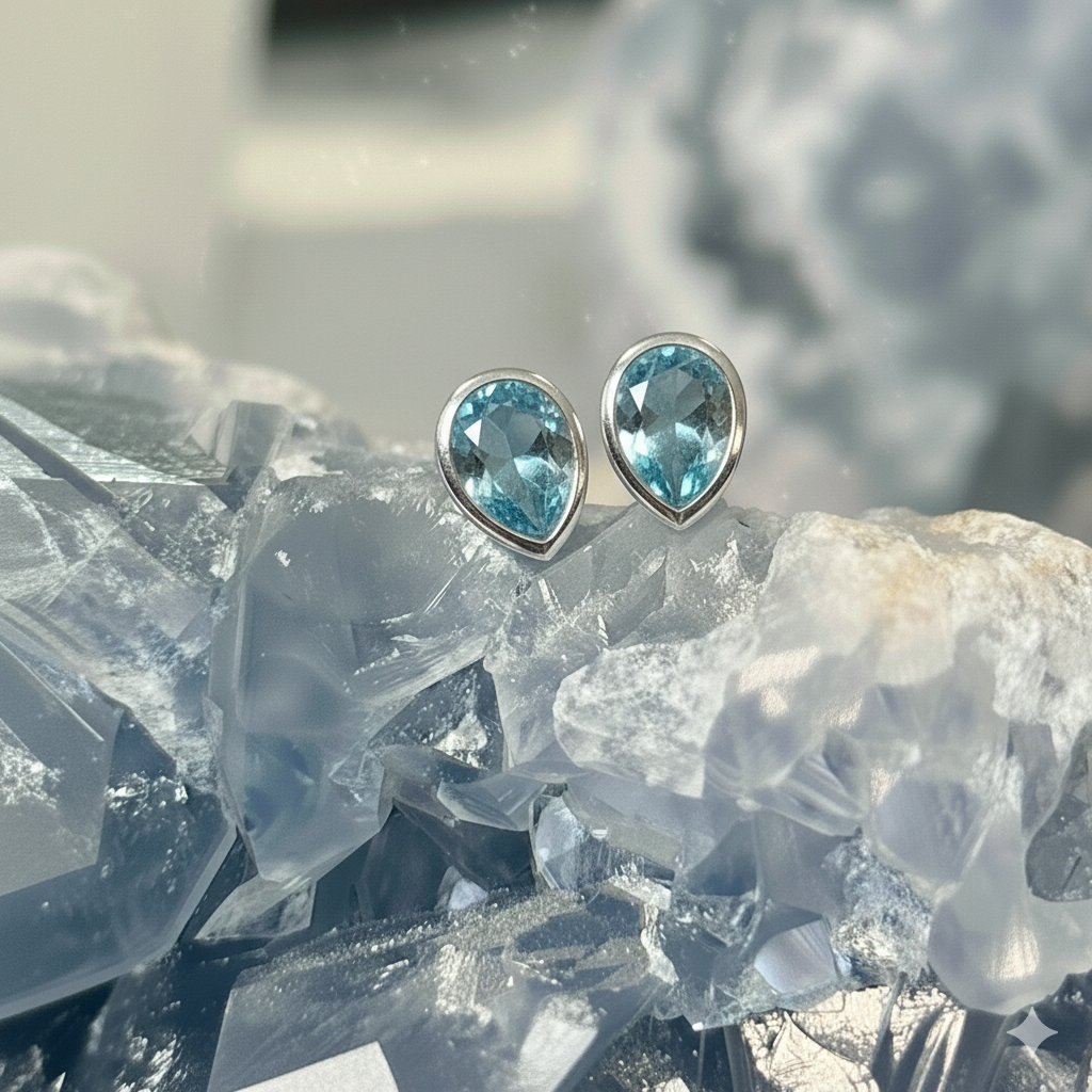 Pear Gemstone Bezel Stud