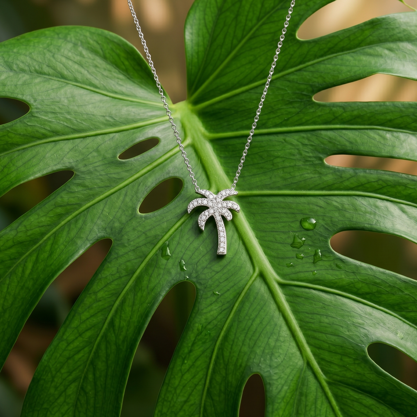 Diamond Palm Tree Necklace
