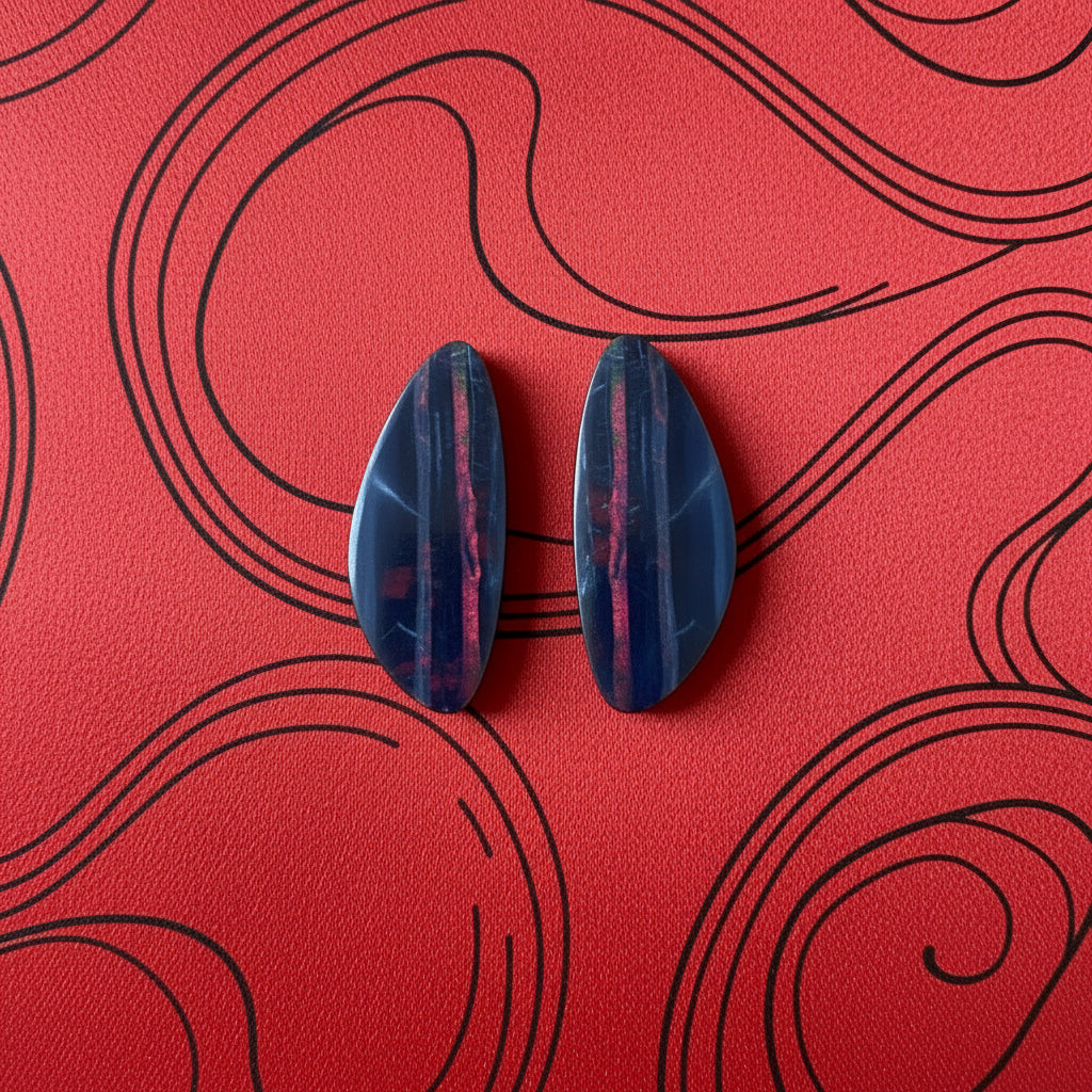 Red Stripe Opal Doublet Pair