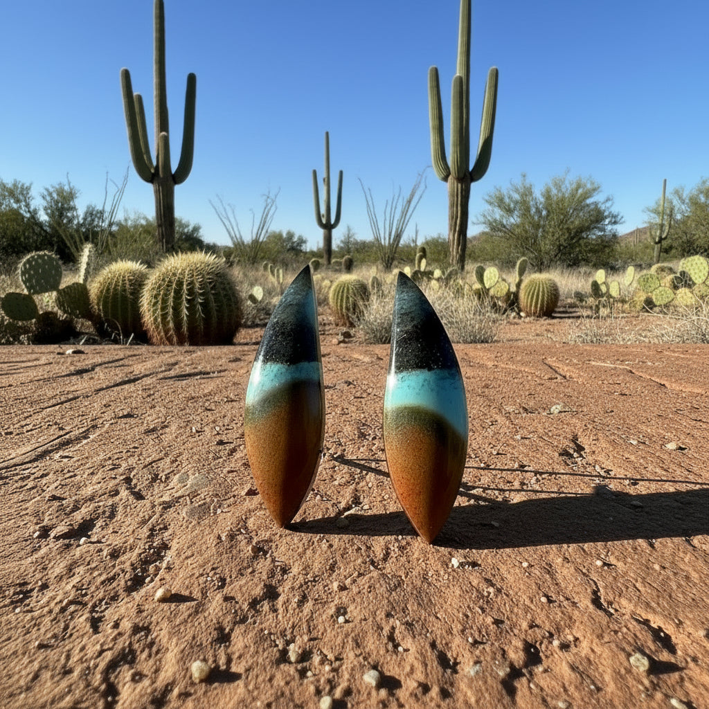 Cuprite Chrysocolla Marquise Pair