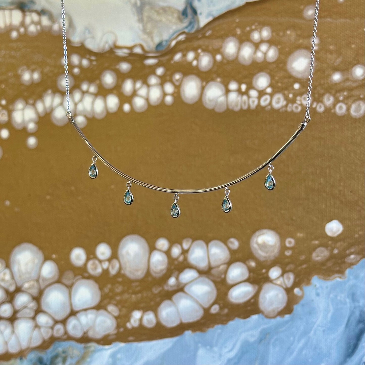 Curved Topaz Dangle Necklace