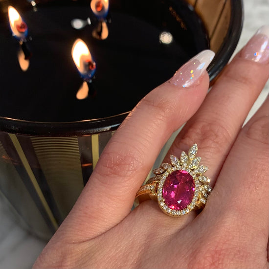 Pink Tourmaline Halo Ring