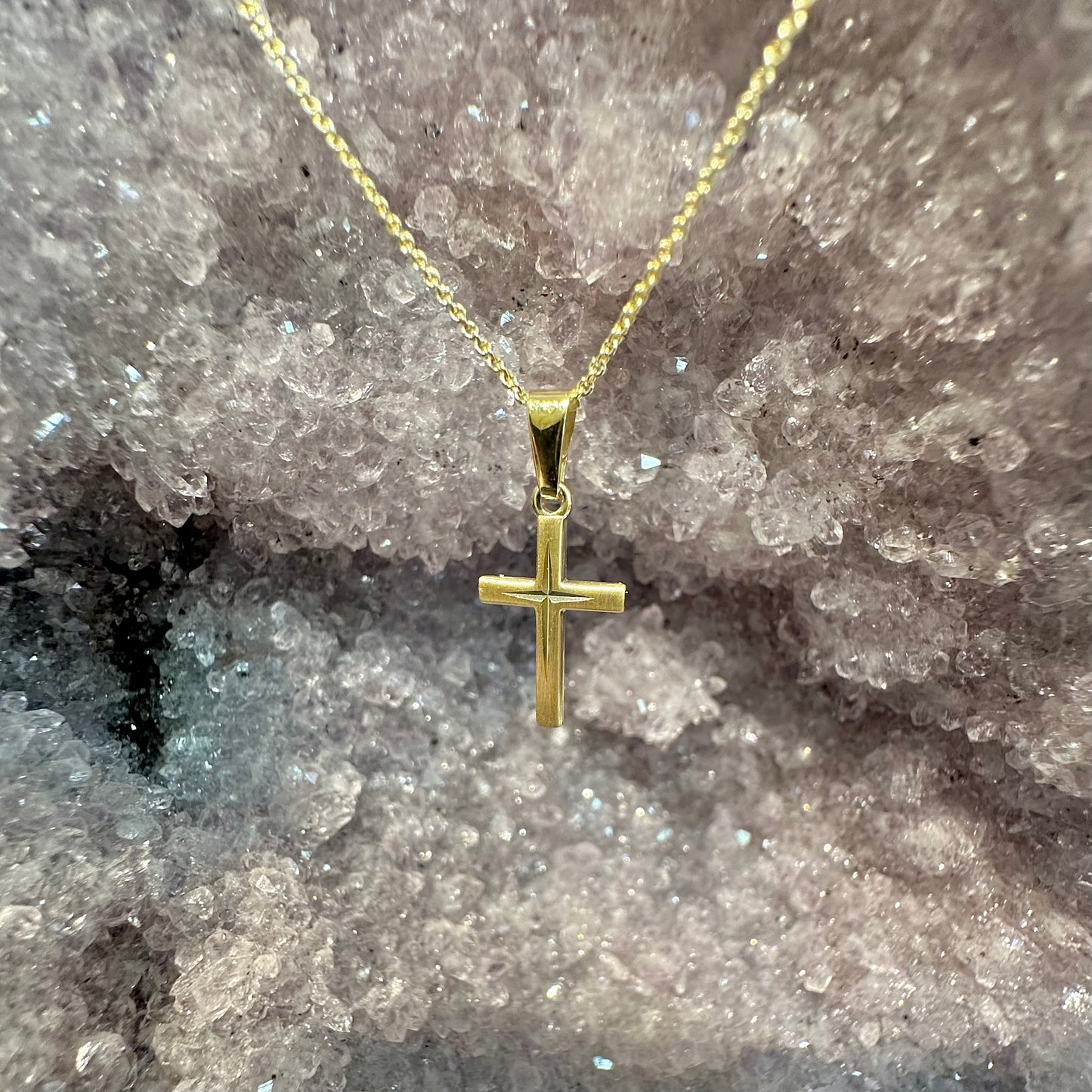 Matte Gold Diamond Cut Cross
