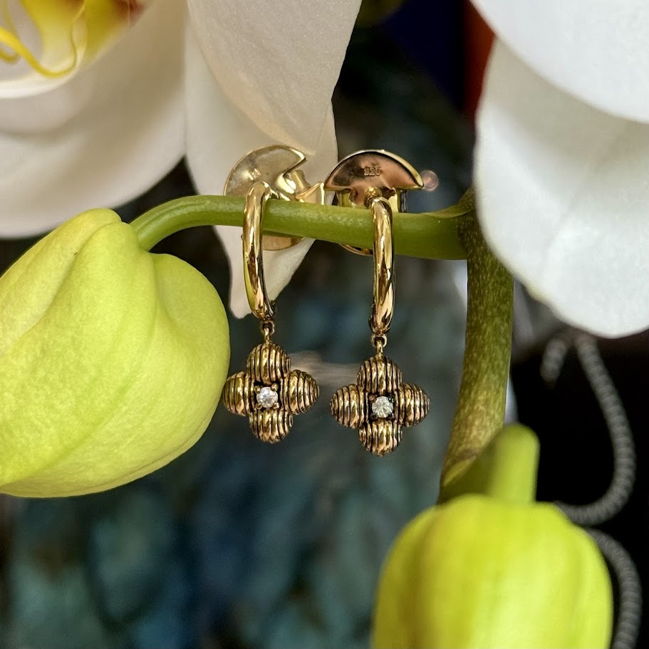 White Sapphire Cluster Dangles