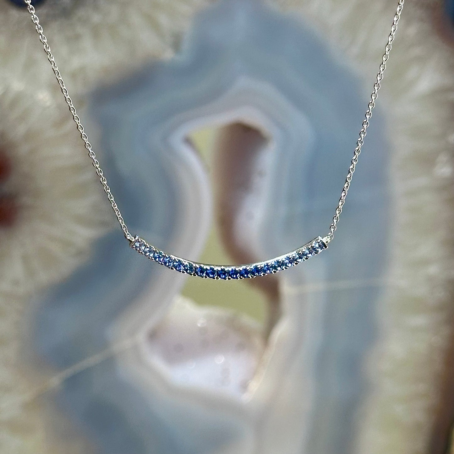 Ombre Blue Sapphire Smile Necklace