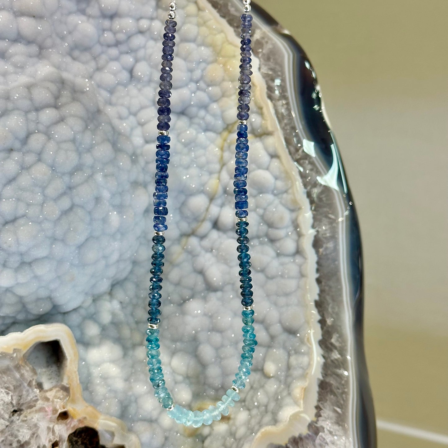 Faceted Blue Gemstone Ombre Necklace