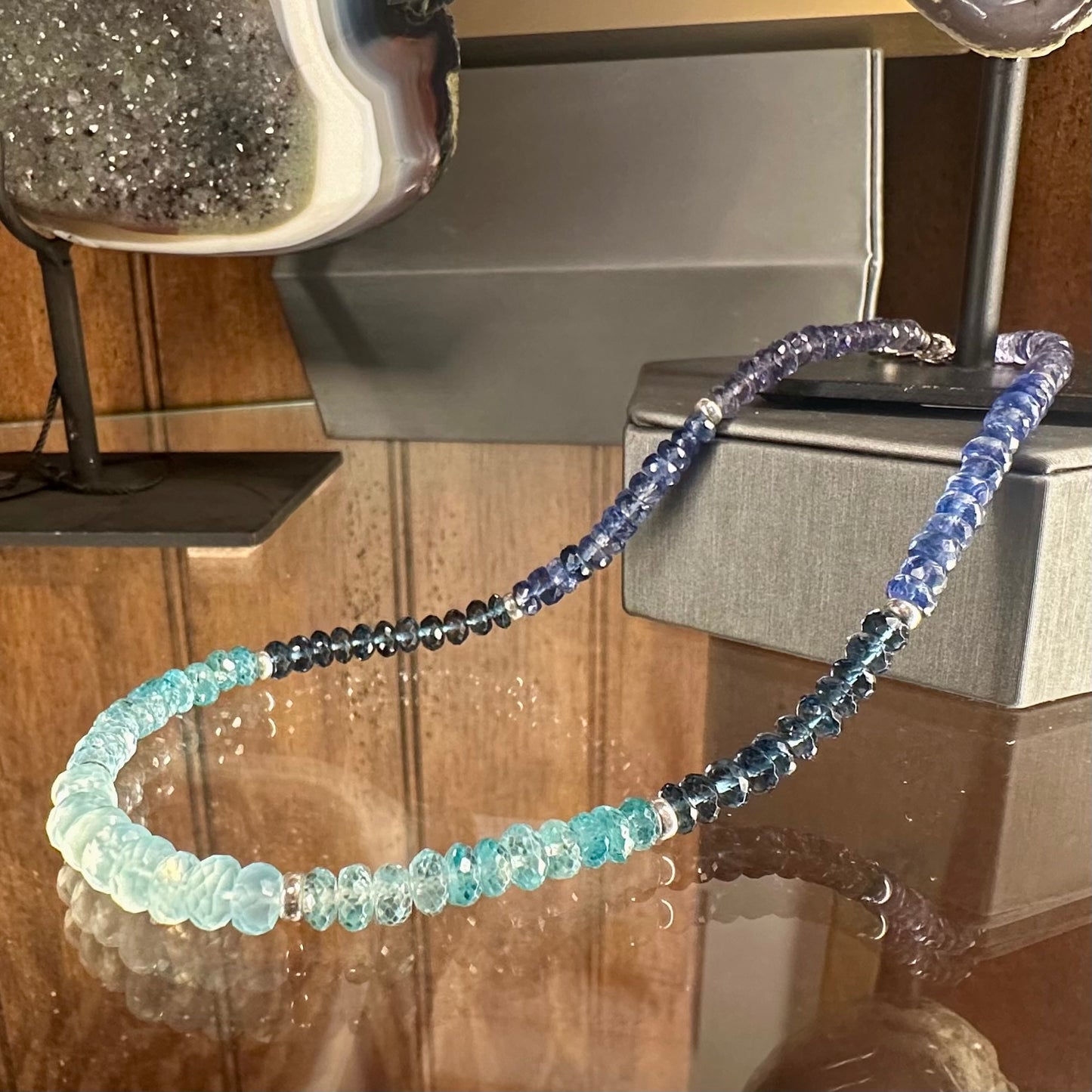 Faceted Blue Gemstone Ombre Necklace