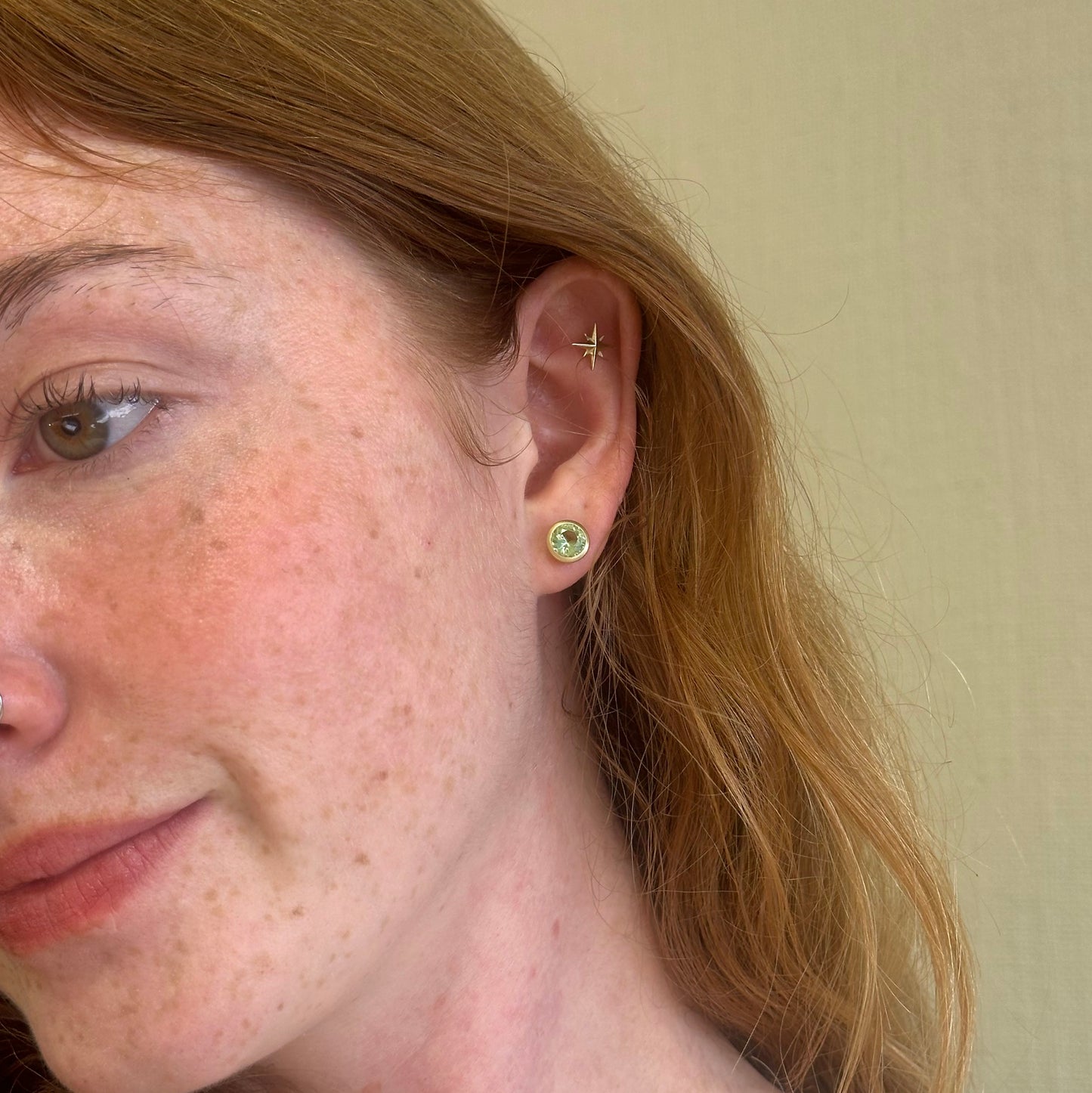 Minty Peridot Bezel Studs