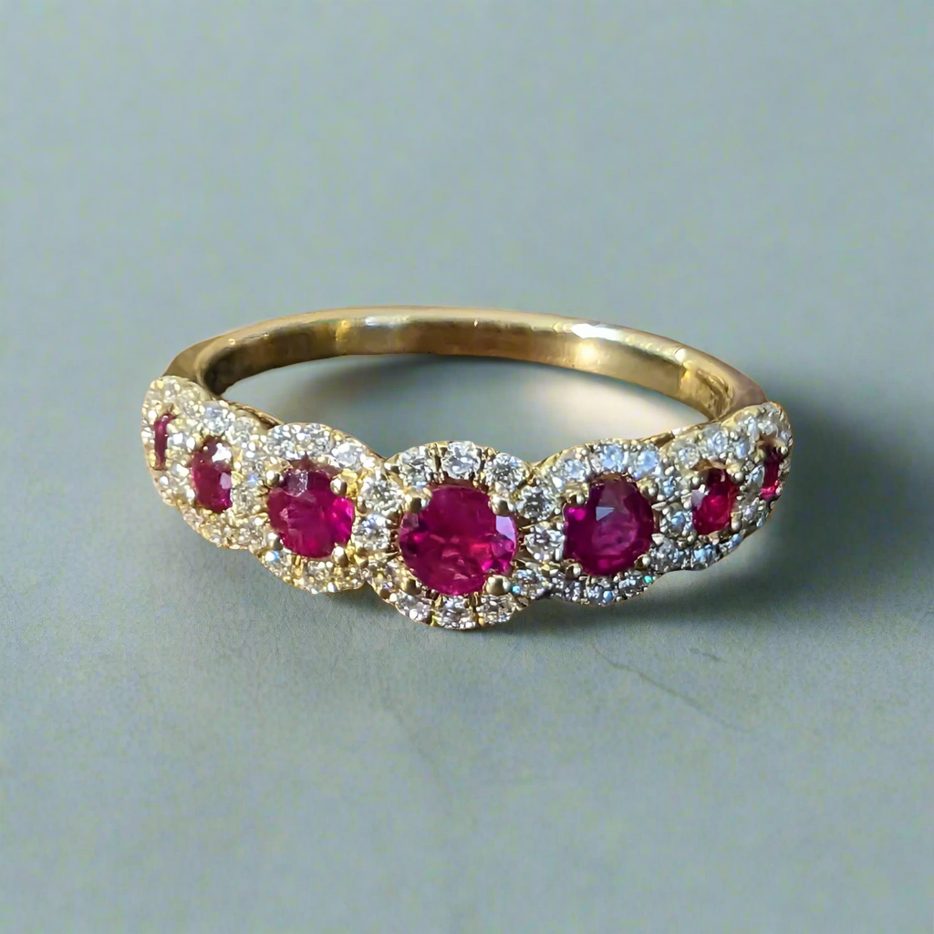 Zeghani Seven Halo Gemstone Ring