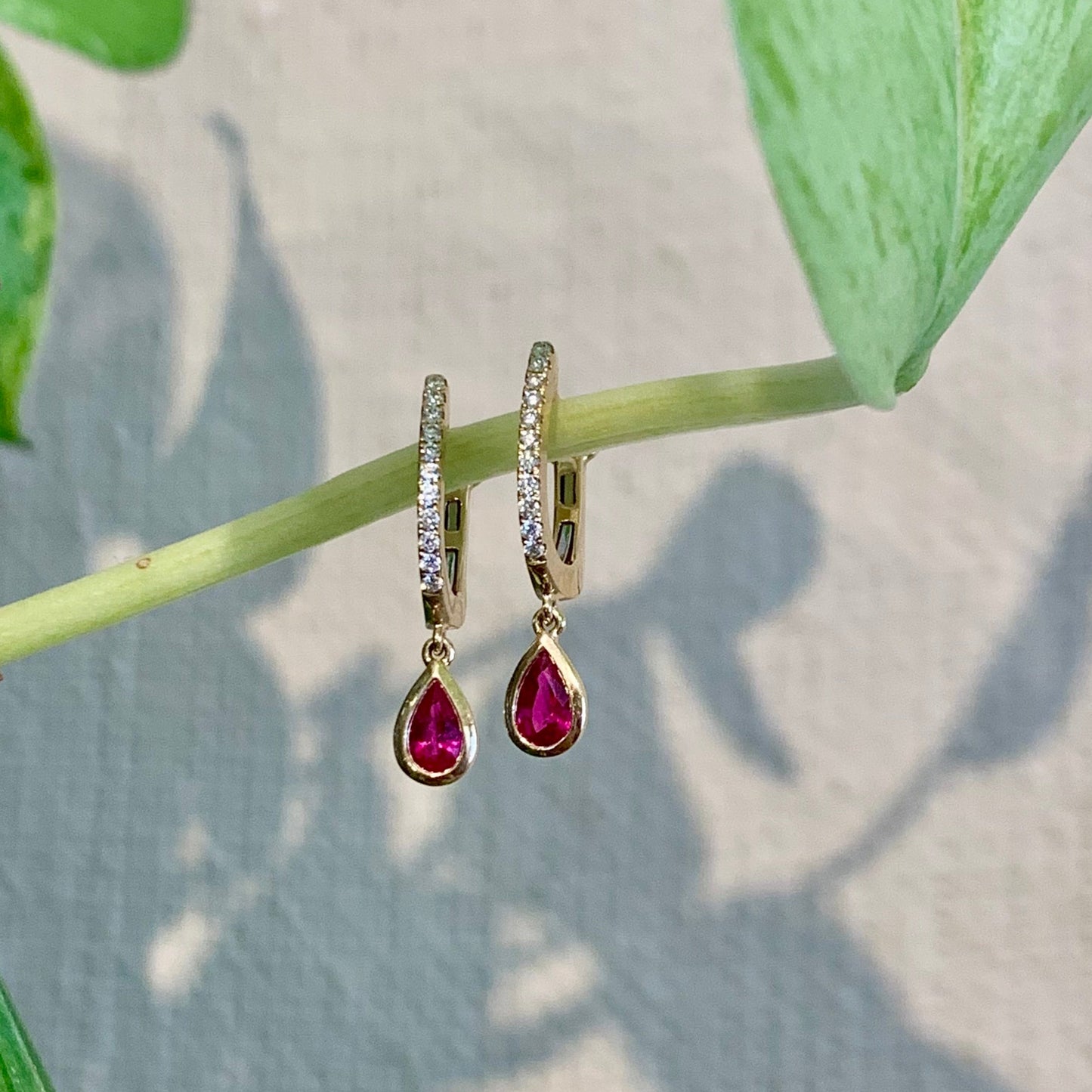 Ruby Pear Dangles