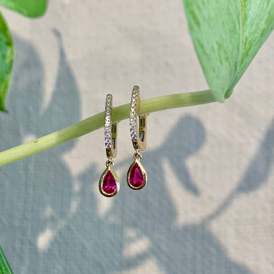 Ruby Pear Dangles