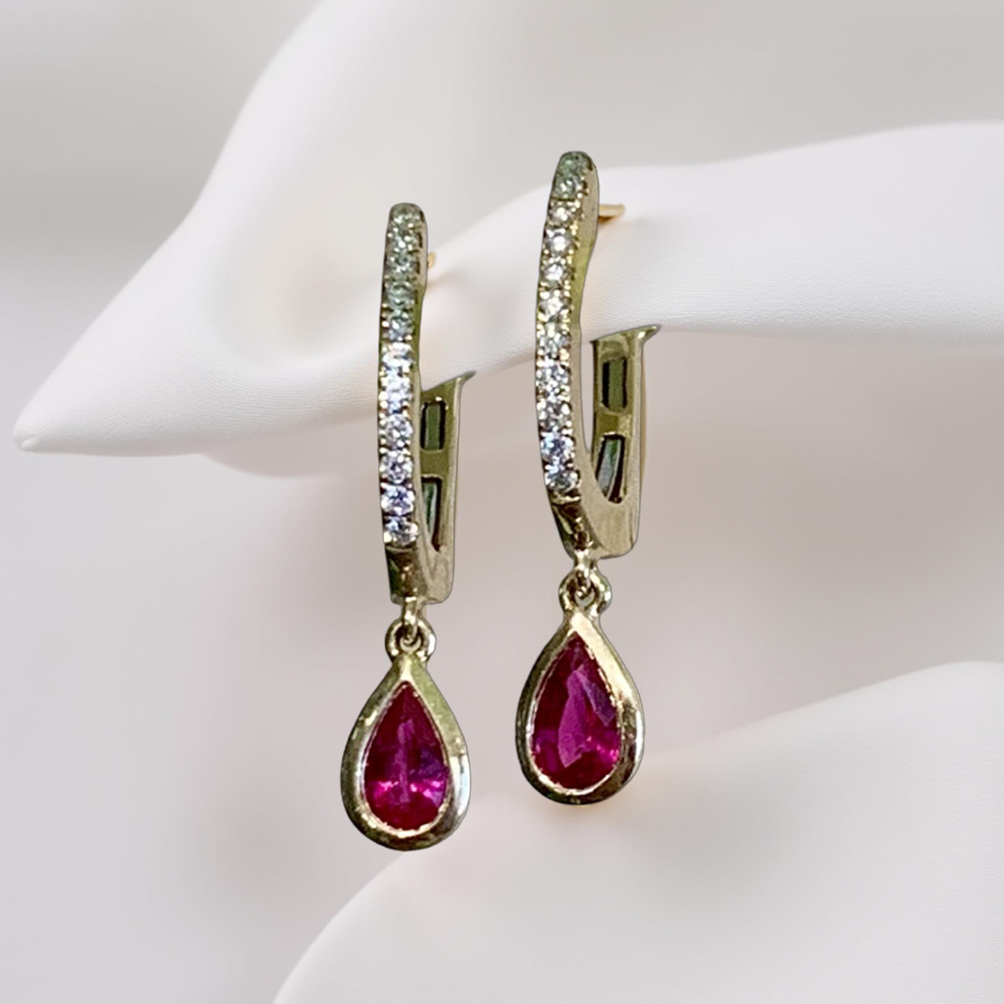 Ruby Pear Dangles