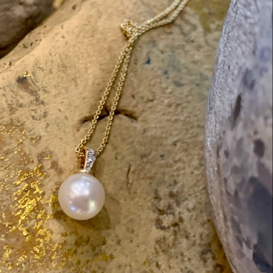 Pearl and Diamond Drop Necklace
