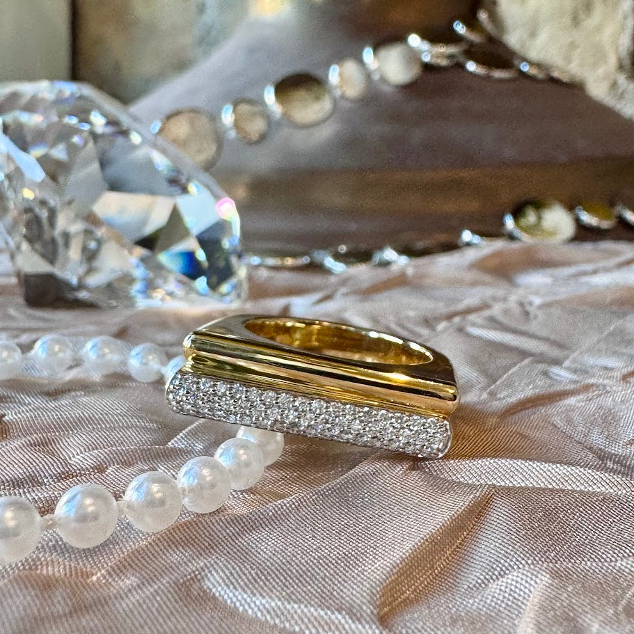 Gold Pave Barre Ring