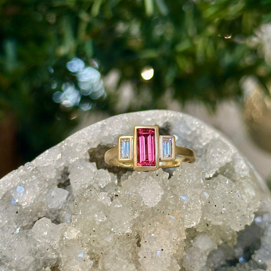 Orange Sapphire Three-stone Ring