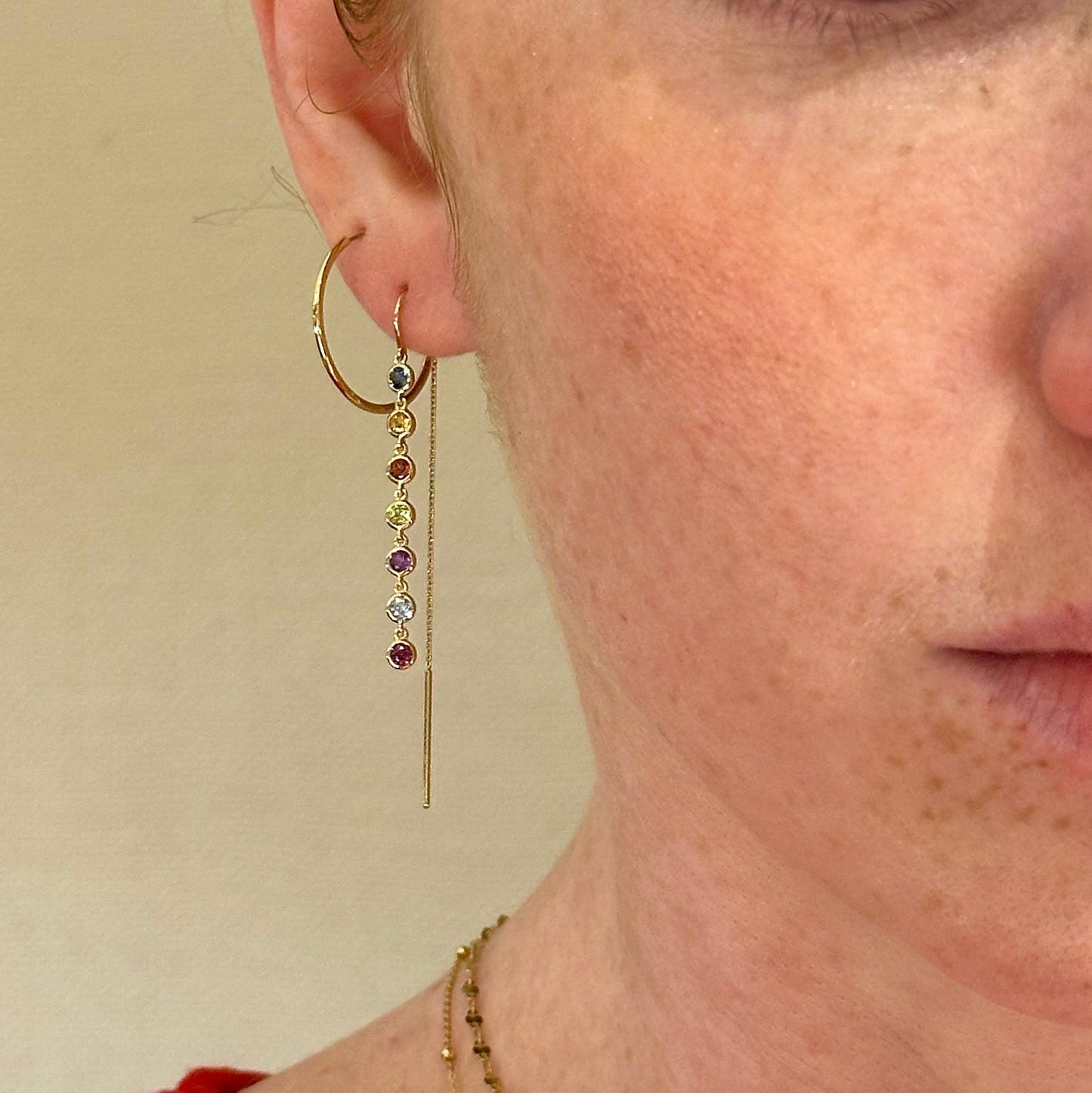 Multi Gem Bezel Earring