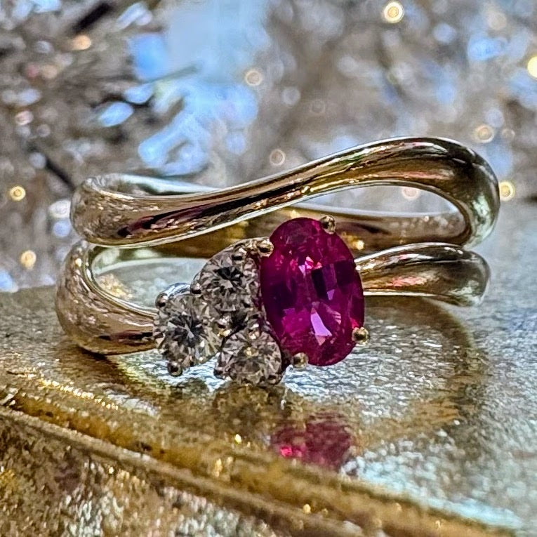Ruby and Diamond Double Wavy Ring