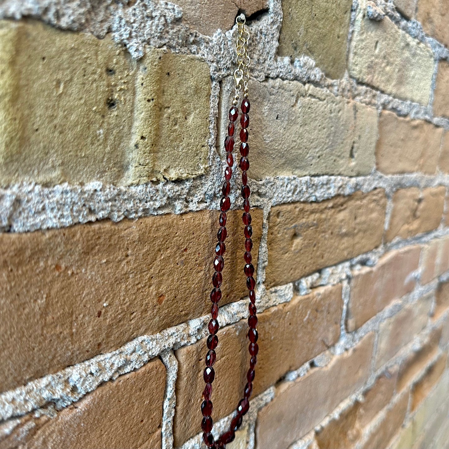 Graduated Faceted Garnet Bead Strand