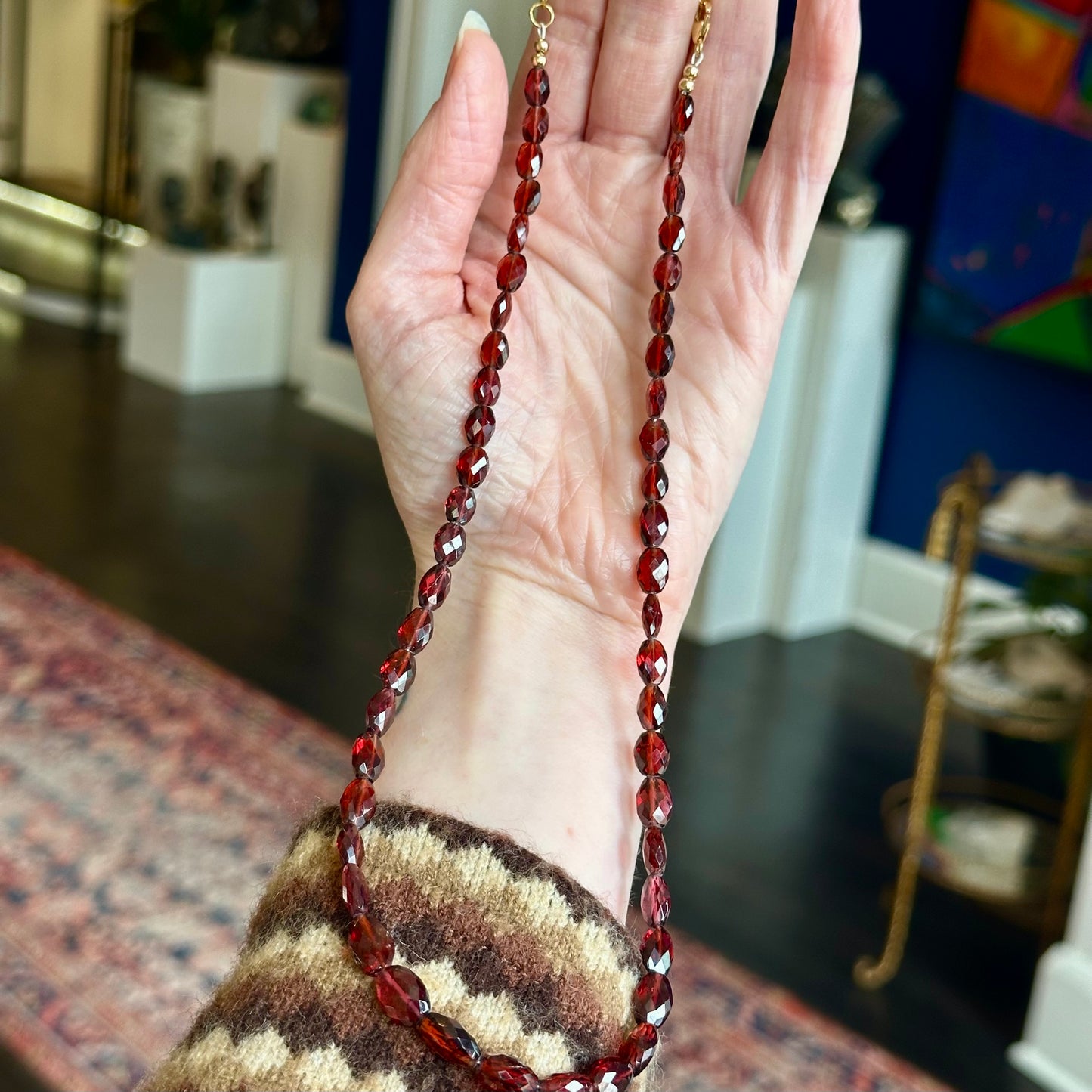 Graduated Faceted Garnet Bead Strand