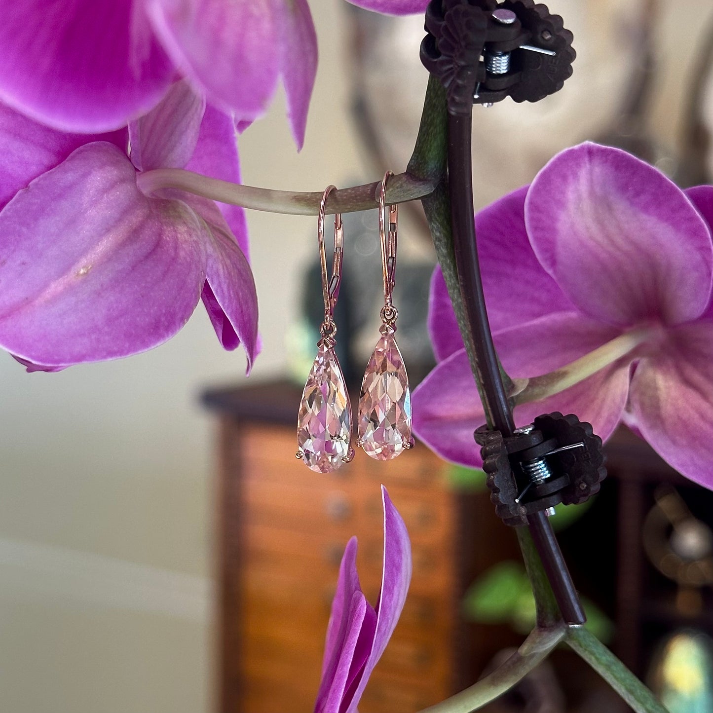 Morganite Pear Drop Earrings