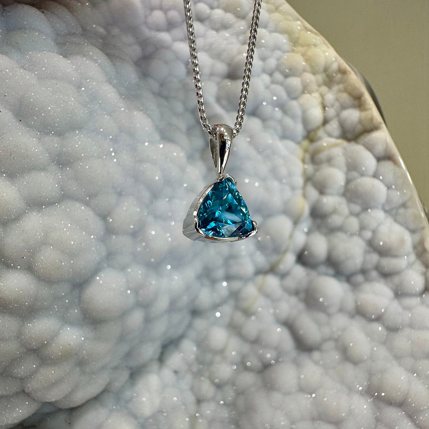 Blue Zircon Trillion Pendant