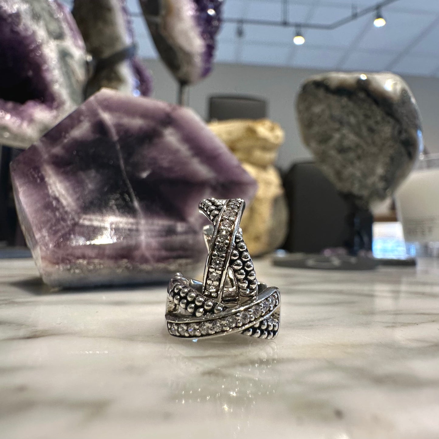 Cz Criss Cross Huggie Hoop